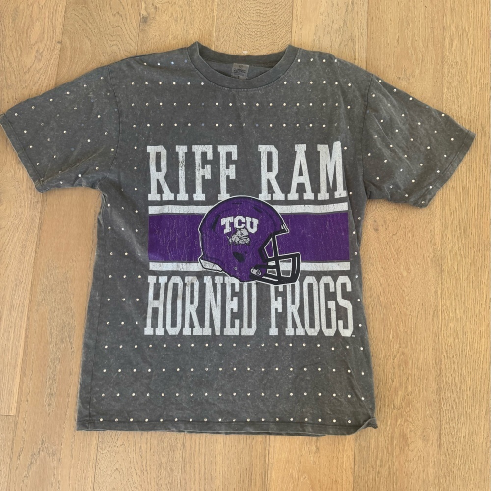 Game day Couture TCU Horned Frogs On The Ball Mini Rhinestone Tee